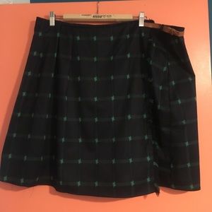 Wrap front plaid skirt
